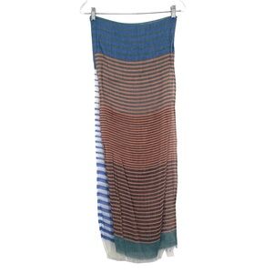 Spun Subtle Luxury Striped Sheer Gauzy Scarf Wrap New